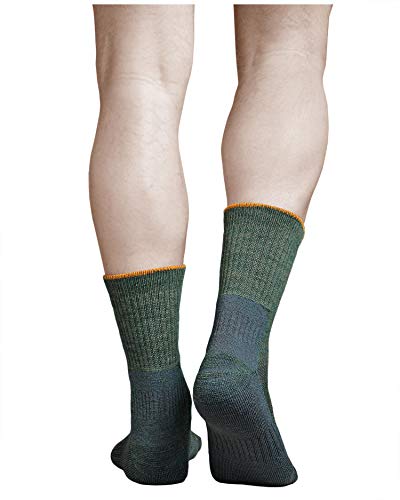 vitsocks Calcetines Senderismo Lana MERINO Trekking Anti-ampollas Hombre Calientes Acolchados, 2x pack: verde gris, 39-42