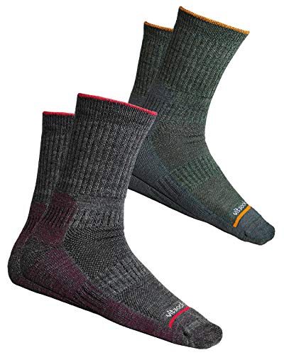 vitsocks Calcetines Senderismo Lana MERINO Trekking Anti-ampollas Hombre Calientes Acolchados, 2x pack: verde gris, 39-42