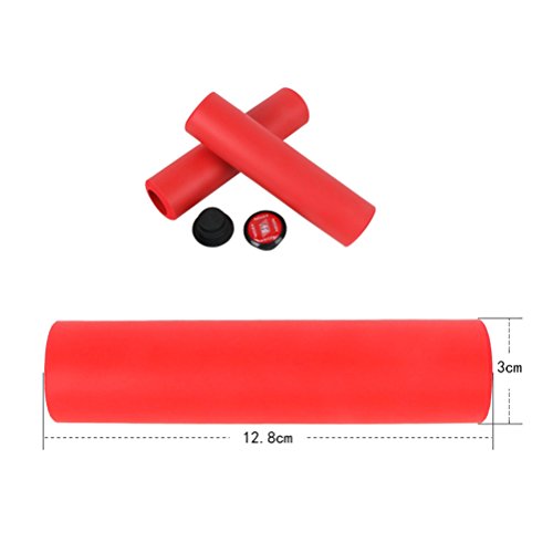 VORCOOL 1 par Puños de Silicona Antideslizante a Prueba de Golpes Apretones de Bicicleta de Montaña de Ciclismo Manillar Universales Amortiguadores de la Bici (Rojo)