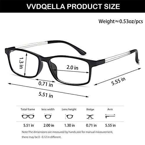 VVDQELLA Gafas Presbicia Hombre/Mujere Montura en TR90 Lentes Premium y Rectangular Anti Luz Azul Contra UV Gafas Lectura 2.25 para PC, Smartphone, TV, Ligeras y Durable