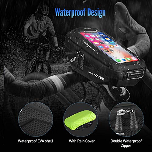 WACCET Bolsa Manillar Bicicleta Impermeable Soporte Movil Bici con Pantalla Táctil, Portamoviles Bicicleta Soporte Telefono Móvil Bolsa Movil Bici para Smartphones de hasta 6,5''