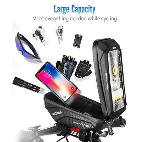 WACCET Bolsa Manillar Bicicleta Impermeable Soporte Movil Bici con Pantalla Táctil, Portamoviles Bicicleta Soporte Telefono Móvil Bolsa Movil Bici para Smartphones de hasta 6,5''