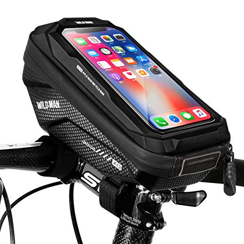 WACCET Bolsa Manillar Bicicleta Impermeable Soporte Movil Bici con Pantalla Táctil, Portamoviles Bicicleta Soporte Telefono Móvil Bolsa Movil Bici para Smartphones de hasta 6,5''