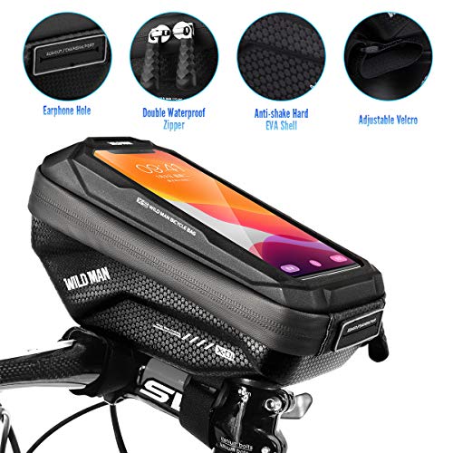 WACCET Bolsa Manillar Bicicleta Impermeable Soporte Movil Bici con Pantalla Táctil, Portamoviles Bicicleta Soporte Telefono Móvil Bolsa Movil Bici para Smartphones de hasta 6,5''