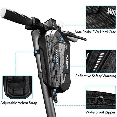 WACCET Bolsa Tubo Frontal de Scooter Impermeable Bolsa Manillar Scooter, Gran Capacidad Bolsa de Patinetes Eléctricos para M365 Bolsa Eléctrica Skateboard