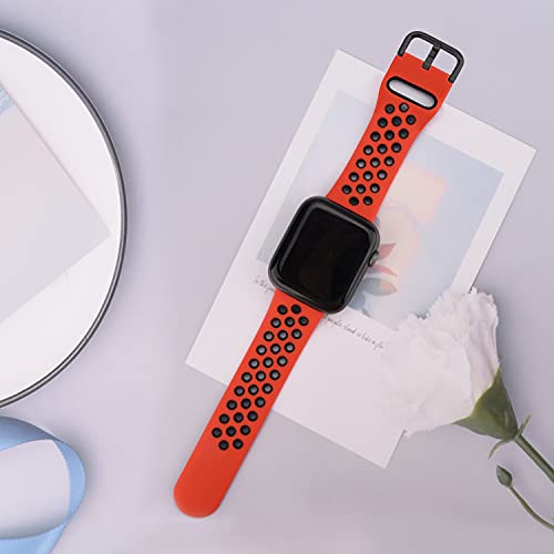 Wanme 2 Pack Correa Compatible con Apple Watch Correa 38mm 42mm 40mm 44mm, Coloridos Suave Silicona Pulseras de Repuesto para iWatch SE Series 6 5 4 3 2 1 (42mm/44mm, Rojo Negro+Negro Verde)