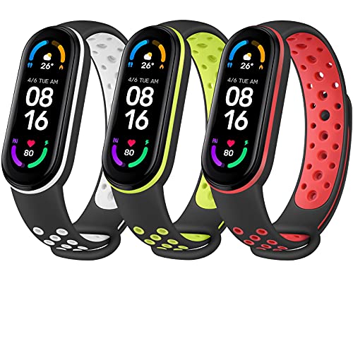 Wanme Correa Compatible con Xiaomi Mi Band 5 & Amazfit Band 5 & Xiaomi Mi Band 6, Pulseras Deportiva de Silicona Suave de Bicolor para Xiaomi Mi Band 5 / Amazfit Band 5 / Mi Band 6