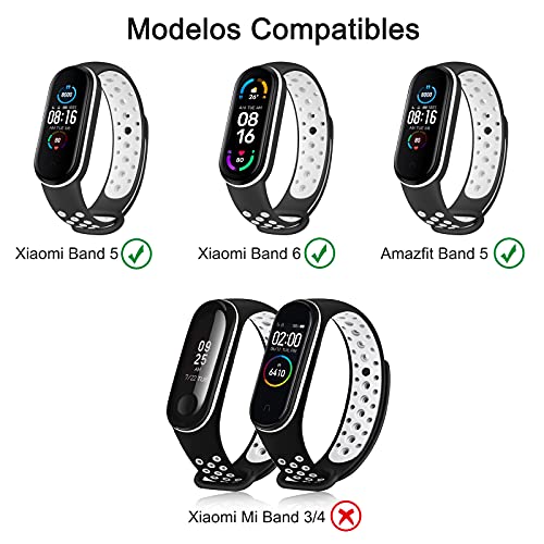 Wanme Correa Compatible con Xiaomi Mi Band 5 & Amazfit Band 5 & Xiaomi Mi Band 6, Pulseras Deportiva de Silicona Suave de Bicolor para Xiaomi Mi Band 5 / Amazfit Band 5 / Mi Band 6