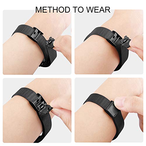 Wanme Metal Correa Compatible para Xiaomi Mi Band 4 Correa Xiaomi Mi Band 3 Correa, Pulsera de Repuesto de Acero Inoxidable Hebilla de Metal para Xiaomi Mi Smart Band 4 (Negro)