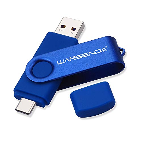 Wansenda TC108 - Memoria USB Tipo C USB 3.0 de 64 GB USB C Pen Drive Dual OTG Flash Drive para Samsung Galaxy S8 / S8 + / S9 / S9 + / S10, Note 8, LG G6, V30, Google Pixel XL (64G, Azul Marino)
