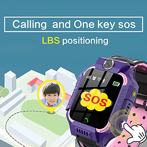 WAYNORER Reloj Inteligente para niños, Localizador de Seguimiento de LBS, Reloj Despertador, Chat de Voz, Juegos de Rompecabezas, SOS Anti-perdida Compatible con Android e iOS, Regalos para niños