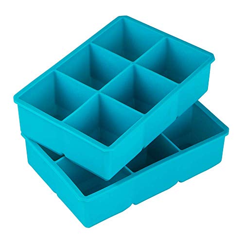 Webake Bandeja De Hielo De Silicona 6 XL Cuadrados Moldes para Cubitos de Hielo 5 x 5 cm Cubitera de Hielo para Congelarse Alimentos para Bebés, Cola,Cócteles Cola Whisky - Juego de 2