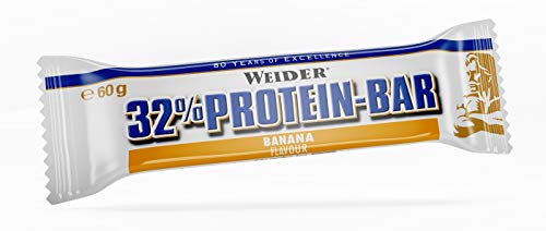 Weider Barrita de Proteína 32%. Sabor Plátano. Libre de grasas trans (24 x 60 g)