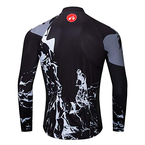 Weimostar - Maillot de ciclismo de manga larga para hombre, mountain bike, mountain bike mountain bike mountain bike outdoor Racing Tops para hombre, otoño, primavera, poliéster, negro, talla L