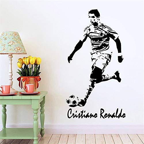 WERWN Calcomanía de Pared de Jugador de fútbol Ronaldo, Nombre de Jugador de acción de fútbol, ​​Pegatina de Vinilo para Pared, decoración de Dormitorio para niños, Mural 105x57cm