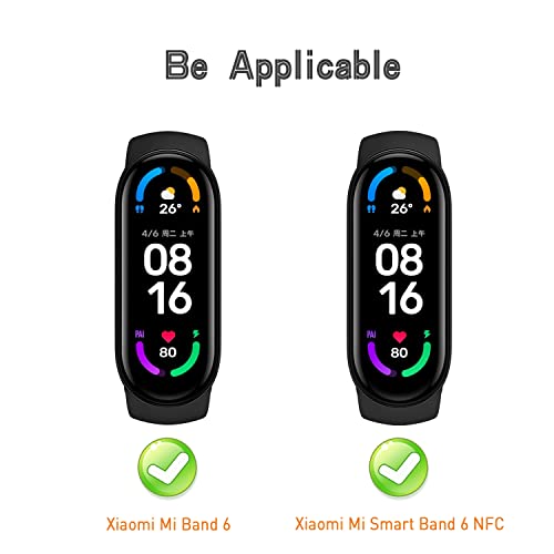 WFTE [2-Pack Protector de Pantalla para Xiaomi Mi Band 6,Cobertura máxima,9H Dureza,Huellas Dactilares Libre,Sin Burbujas,Cristal Templado Protector de Pantalla Xiaomi Mi Smart Band 6 NFC(Black)