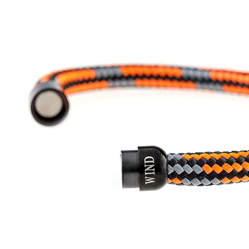 Wind Passion Pulsera Magnética Naranja de Cuerda Nautica Trenzada para Hombre y Mujer, Tall Medium