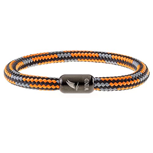 Wind Passion Pulsera Magnética Naranja de Cuerda Nautica Trenzada para Hombre y Mujer, Tall Medium