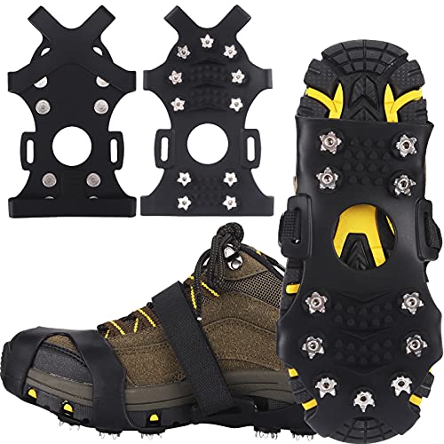 Winline Crampones,Crampones de Marcha Nieve Hielo Grips Crampones 11 Tacos Picos Garras de Zapatos Cadenas de Nieve para Tracción en Hielo Nieve y Deportes Fácil de Poner (L)