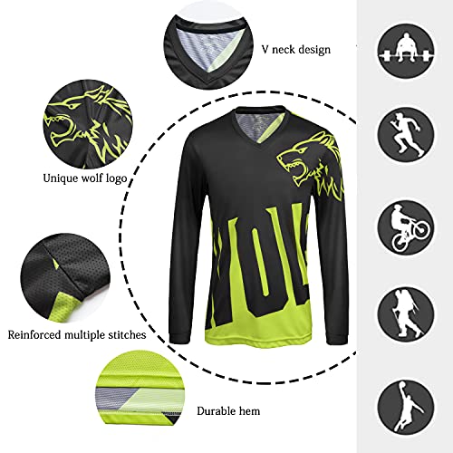 Wisdom Wolf Camiseta de ciclismo de manga larga para hombre, transpirable, cómoda, suave, absorbe la humedad, para ciclismo