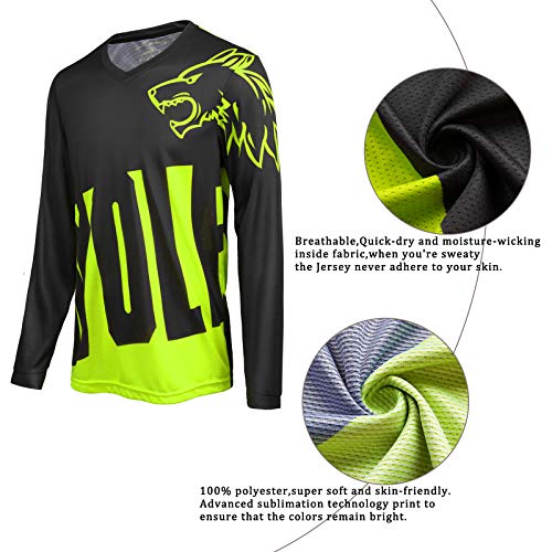 Wisdom Wolf Camiseta de ciclismo de manga larga para hombre, transpirable, cómoda, suave, absorbe la humedad, para ciclismo