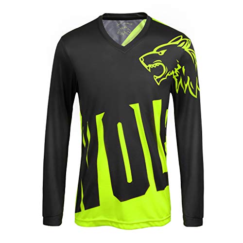 Wisdom Wolf Camiseta de ciclismo de manga larga para hombre, transpirable, cómoda, suave, absorbe la humedad, para ciclismo