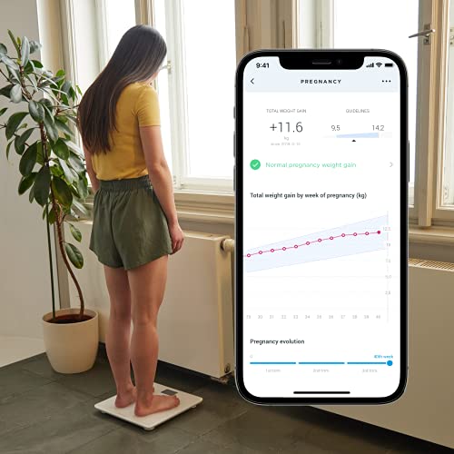 Withings Body+ Báscula inteligente con conexión Wi-Fi, medición de la grasa corporal, IMC, masa muscular y porcentaje de agua corporal, sincronización con la aplicación móvil por Bluetooth o Wi-Fi