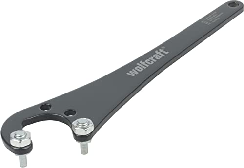 Wolfcraft 2459000 (L) llave de brida universal para amoladoras angulares, distancia entre pivotes variable 30, 35 mm, gris, PACK 1