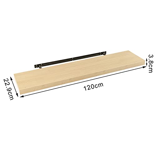 WOLTU Estantería Flotantes Baldas 120cm Estante para Pared de Tablero de Madera RG9315kei