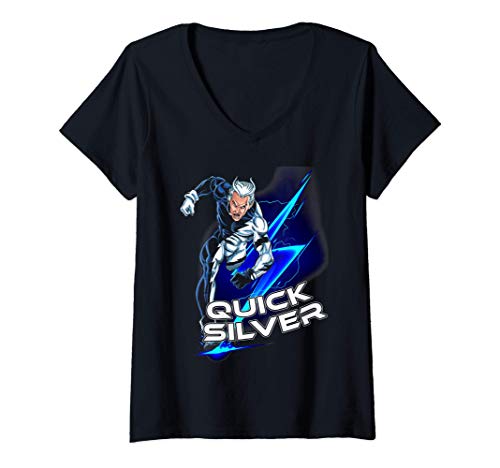 Womens Marvel X-Men Quicksilver Speeding Sprint Camiseta Cuello V