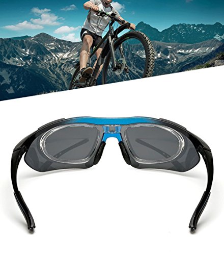 Wondder Gafas de Ciclismo 5 Lente de la Bicicleta Ciclismo Gafas de Sol Deportes al Aire Libre Gafas de Montar Bicicleta Ciclismo Gafas UV400 con Miopía Anillo Interior para Hombres Mujeres (Azul)