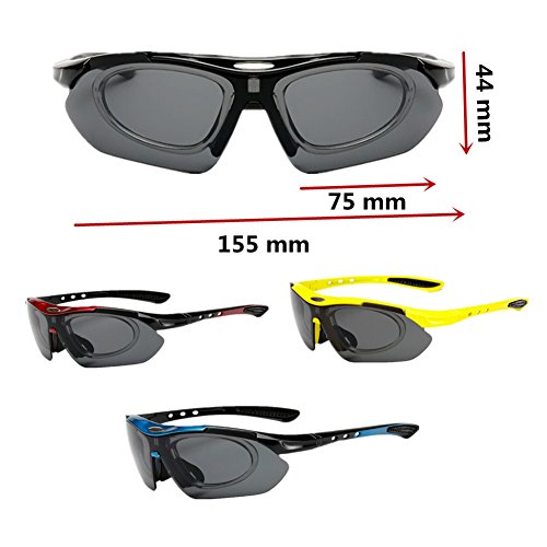 Wondder Gafas de Ciclismo 5 Lente de la Bicicleta Ciclismo Gafas de Sol Deportes al Aire Libre Gafas de Montar Bicicleta Ciclismo Gafas UV400 con Miopía Anillo Interior para Hombres Mujeres (Azul)