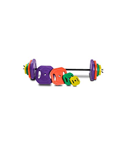 Wonduu Riscko Set de Body Pump con Barra y Discos de Colores. Peso Total Discos 20 kg.