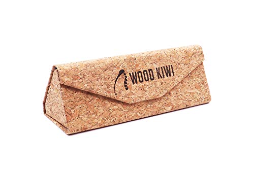 Wood Kiwi® Funda de corcho natural para gafas (vegano y plegable) (Gris)