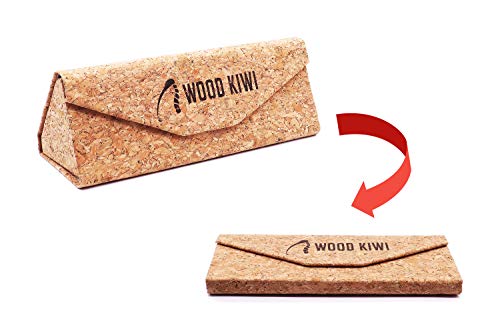Wood Kiwi® Funda de corcho natural para gafas (vegano y plegable) (Gris)