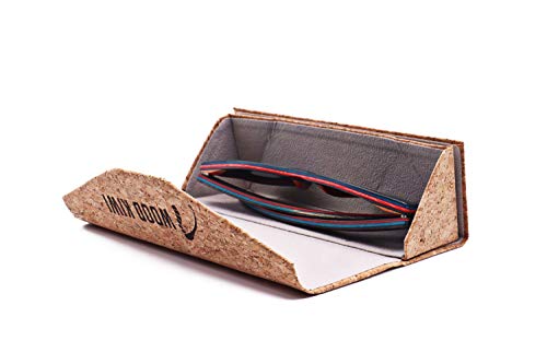 Wood Kiwi® Funda de corcho natural para gafas (vegano y plegable) (Gris)