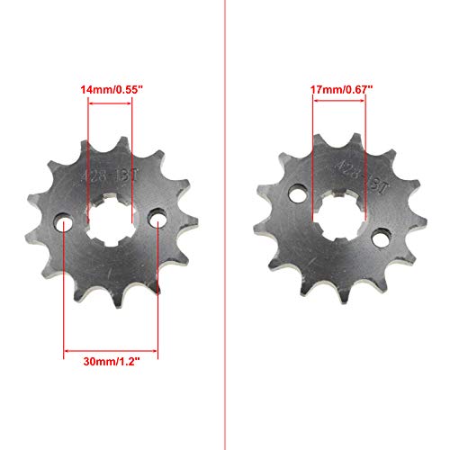 WOOSTAR Moto Piñon Delantero 428 de 13 Dientes 17mm para 50cc 70cc 90cc 110cc 125cc Dirt Pit Bike Mini Bike ATV 4 Wheeler Ciclomotor