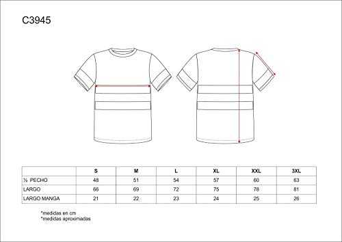 Work Team Camiseta Cuello Caja, Manga Corta, Cintas Reflectantes, Alta Visibilidad EN ISO 471:2013 Unisex Naranja A.V. M