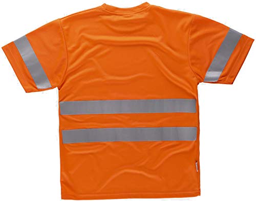 Work Team Camiseta Cuello Caja, Manga Corta, Cintas Reflectantes, Alta Visibilidad EN ISO 471:2013 Unisex Naranja A.V. M