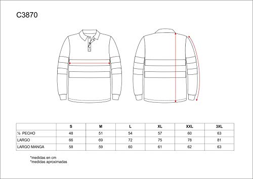 Work Team Polo Combinado Alta Visibilidad Manga Larga, Cintas Reflectantes Torso y Mangas. EN ISO 20471:2013 Hombre Amarillo A.V.+Marino Large