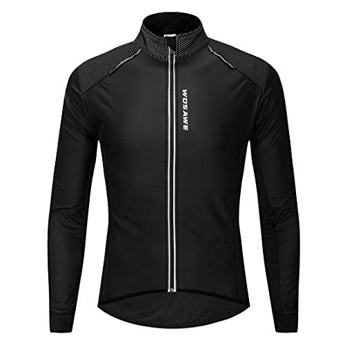 WOSAWE Chaqueta de ciclismo de cuero de la PU del invierno de los hombres - negro - XX-Large