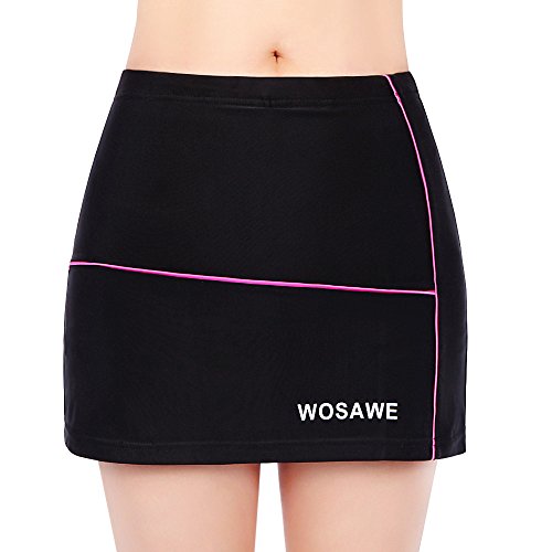 WOSAWE Falda deportiva para mujer, para correr, ciclismo, tenis, gimnasio, talla XL, color negro y rosa