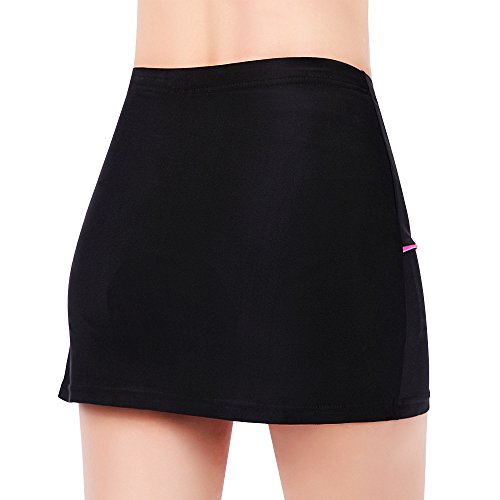 WOSAWE Falda deportiva para mujer, para correr, ciclismo, tenis, gimnasio, talla XL, color negro y rosa