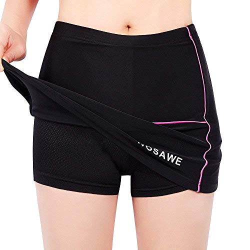 WOSAWE Falda deportiva para mujer, para correr, ciclismo, tenis, gimnasio, talla XL, color negro y rosa