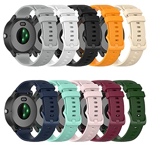 Wownadu 20MM Correa Compatible para Garmin Vivoactive 3, Compatible para Garmin Forerunner 245 Correa Blanco Mujer Hombre Pulsera Recambio Sport Silicona Band (sin Reloj)