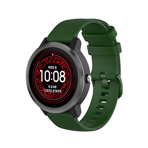 Wownadu 20MM Correa Compatible para Garmin Vivoactive 3, Compatible para Garmin Forerunner 245 Correa Verde Mujer Hombre Pulsera Recambio Sport Silicona Band (sin Reloj)