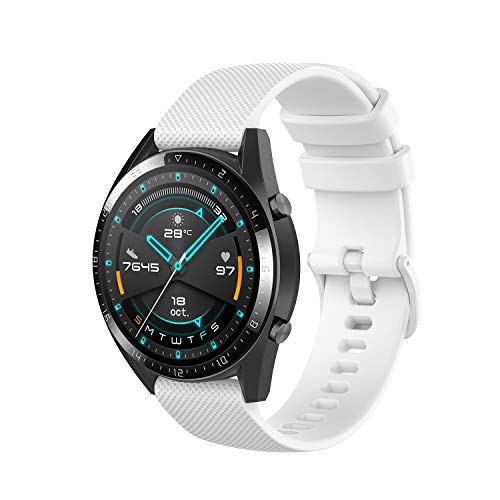 Wownadu 22MM Correa Compatible con Fossil Gen 5, Galaxy Watch 3 45MM Correa, Pulsera Deportiva Silicona Blanco Repuesto Compatible con Garmin Vivoactive 4 (Sin Reloj)