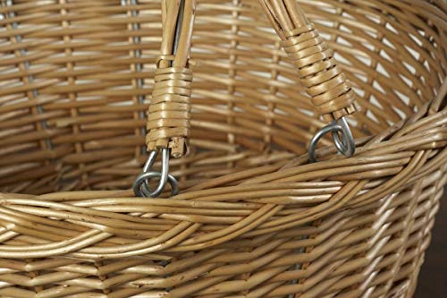 Wrenbury Willow - Cesta de la compra ovalada con asas plegables, cesta de picnic tradicional inglesa