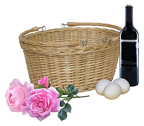 Wrenbury Willow - Cesta de la compra ovalada con asas plegables, cesta de picnic tradicional inglesa
