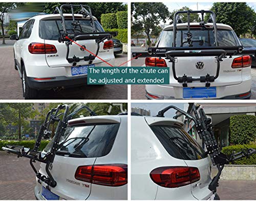 WVIVW Universal Portabicicletas Porton Trasero 2 Bicis con Correas Portabicis para Coche Aluminio Plegable Porta-Bicis Auto Bicicletas Soporte de Bici baca para Bicicletas Bike Acero Carga 60kg